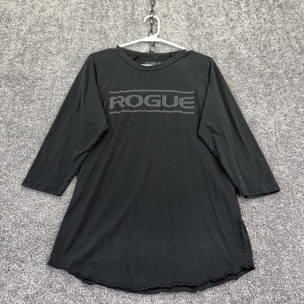 Rogue T Shirt Mens M Black 3/4 Raglan Sleeve Logo Graphic Casual Jersey